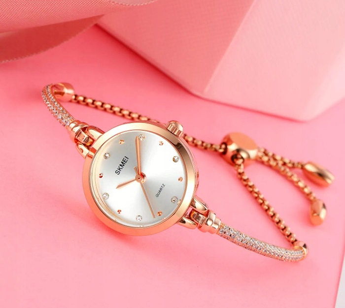 Zegarek damski SKMEI bransoleta elegancki złoty łańcuszek