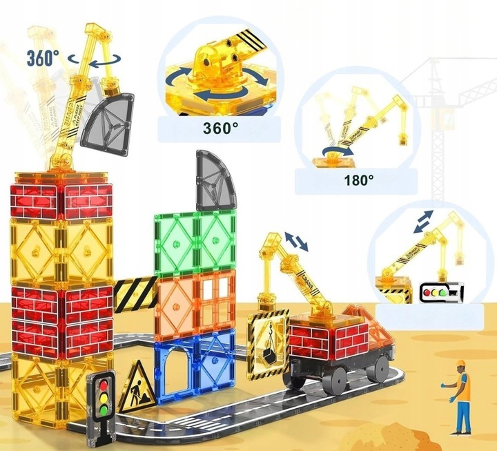Klocki Magnetyczne Konstrukcyjne Duże Dzieci Zabawki Chłopca Zestaw Pojazdy