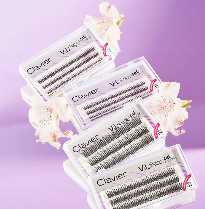 Kępki rzęs Clavier V&L Shape cat eyelashes skręt L - 10mm