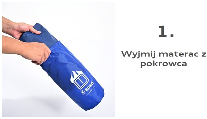 ULTRALEKKA MATA WBUDOWANA POMPKA KARIMATA GRUBY WYGODNY MATERAC ŁÓŻKO BLUE