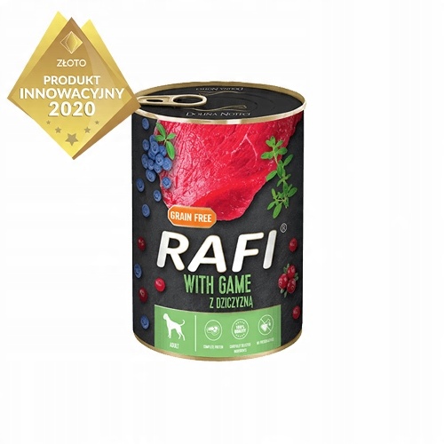 Karma mokra dla psów RAFI puszki MIX 4 SMAKÓW 24x400g