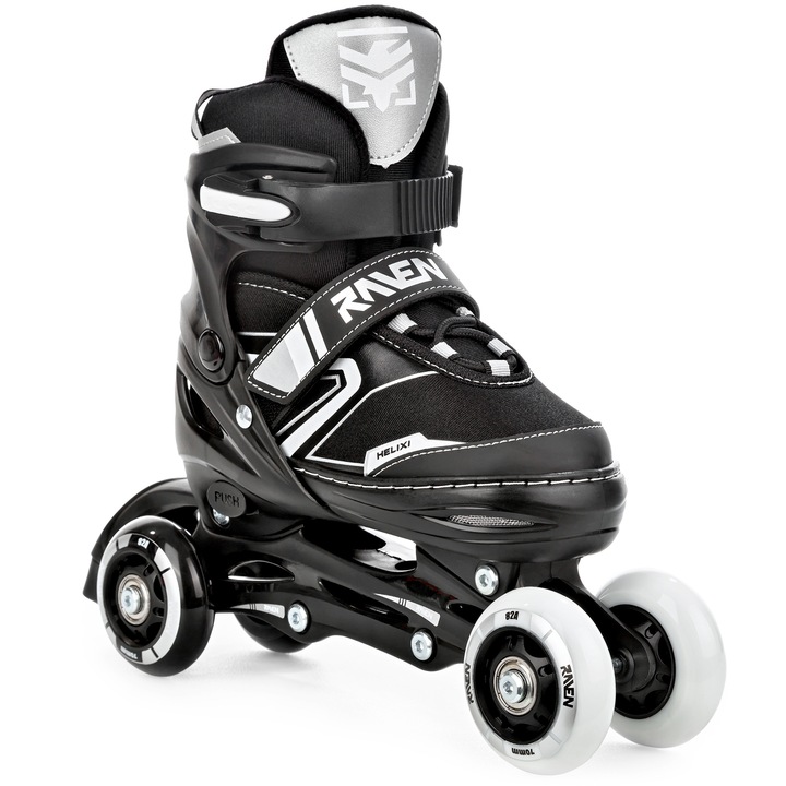 Rolki Łyżwy Wrotki 4w1 Regulowane RAVEN Helixi Black/Grey 34-37 Kółko LED