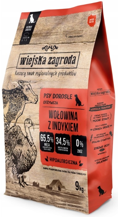 Wiejska Zagroda Wołowina z Indykiem 9kg L