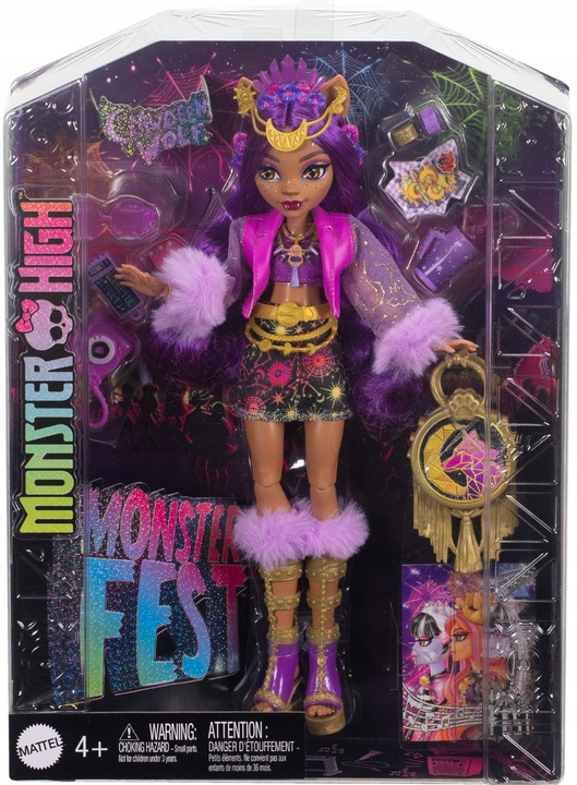 LALKA MONSTER HIGH CLAWDEEN WOLF POTWÓR MODOWA AKCESORIA FESTIWALOWE FEST