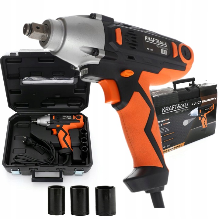 ELEKTRYCZNY KLUCZ UDAROWY 2100W 800Nm 1/2" WALIZKA +3 NASADKI KRAFT KD1557