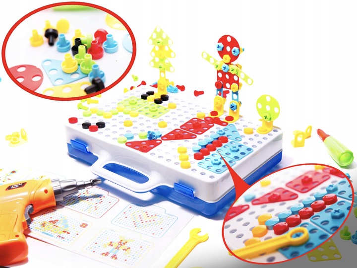 ZABAWKA KLOCKI KONSTRUKCYJNE W WALIZCE 237EL. ZESTAW DIY WKRĘTARKA EDUKACJA