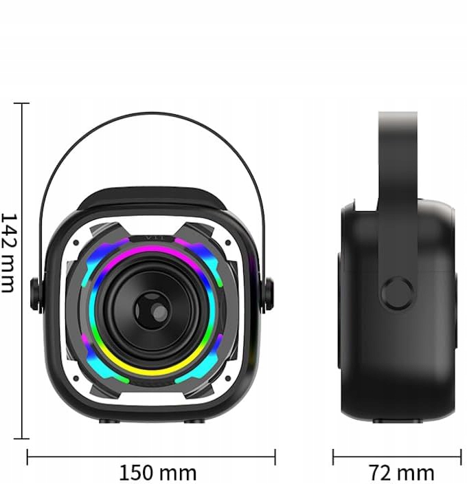 ZESTAW KARAOKE Z 2 MIKROFONY BEZPRZEWODOWE GŁOŚNIK BLUETOOTH LED KOLOROWA