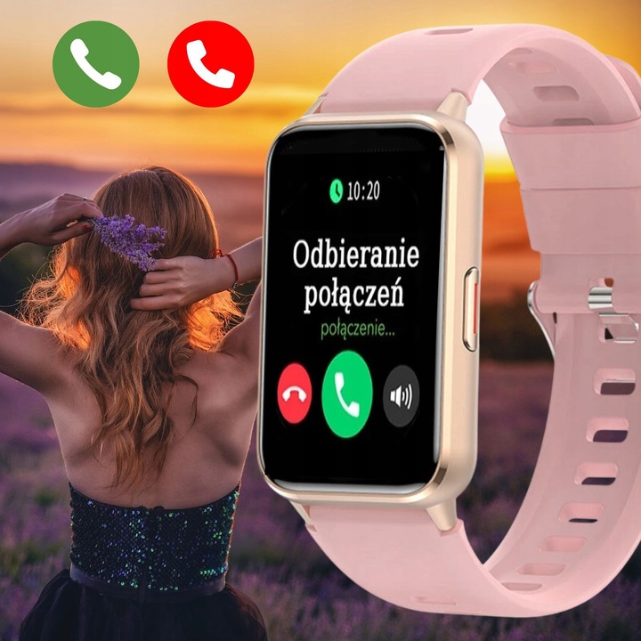 SMARTWATCH z AMOLED Damski ZEGAREK rozmowy SMS SPORT ZDROWIE ZŁOTY MENU PL