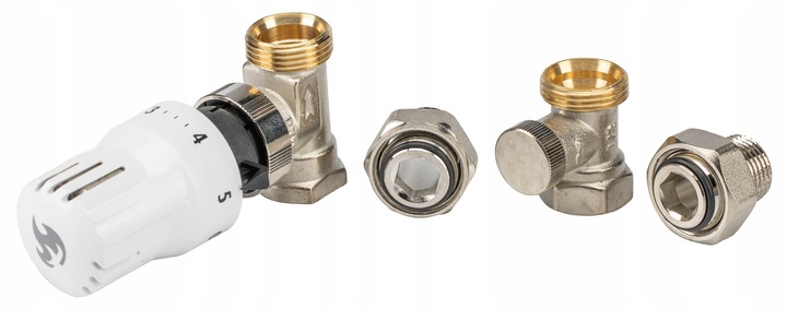ZESTAW TERMOSTATYCZNY PROSTY ZAWORY FI 1/2" GŁOWICA TERMOSTATYCZNA KOMPLET