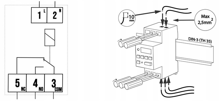 Timer programator czasowy tygodniowy na szynę TH35