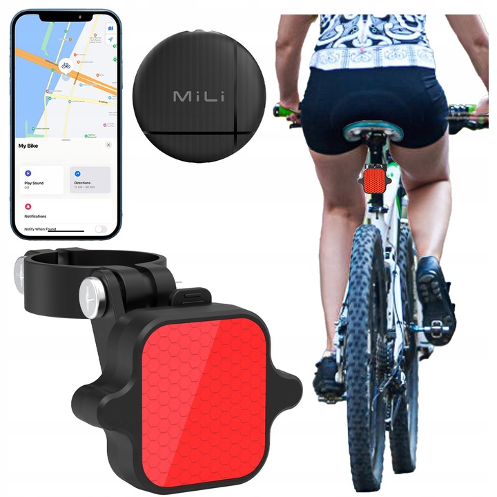Lokalizator GPS LiTag MiLi lampka tylna do roweru światło rowerow IOS APPLE