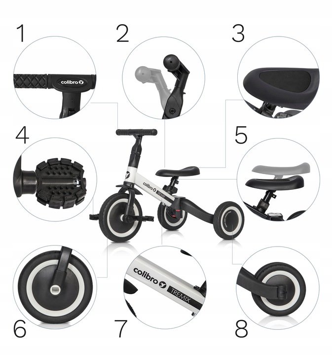 Rowerek dziecięcy jeździk trójkołowy TREMIX 4w1 Dzieci od 12 m do wagi 25kg