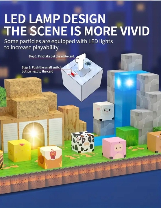 KLOCKI MAGNETYCZNE 3D STEM MINECRAFT FARMA 138 ELEMENTÓW BLOKI DRZEWA WODA