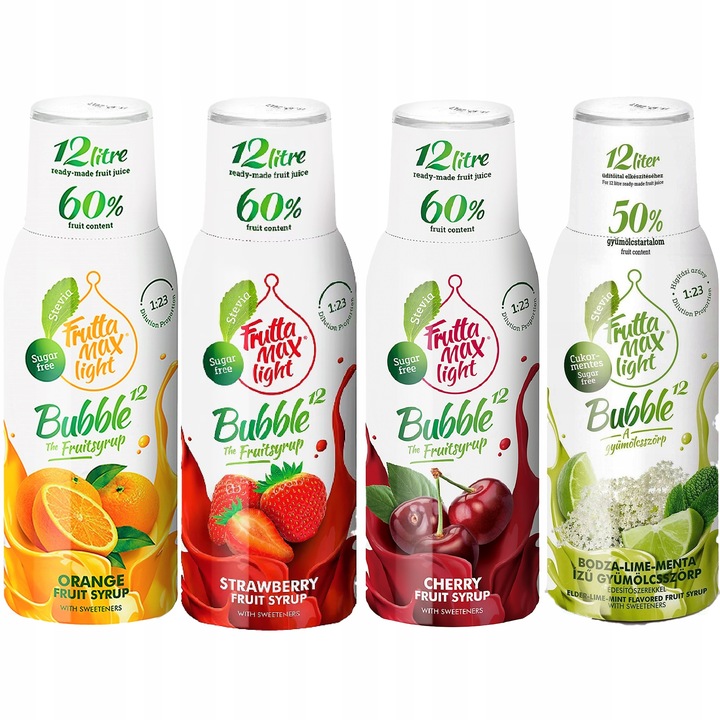 Zestaw 4 syropów do saturatora Soda FruttaMax Light (Bez cukru)