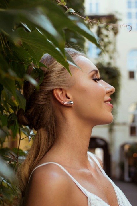 MODNE NAUSZNICE SKRZYDŁA SKRZYDŁO DUŻE SREBRO 925