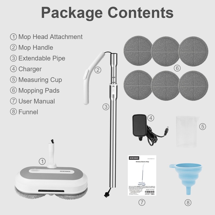 Akumulatorowy mop elektryczny 450ml Zestaw mopów obrotowych Myjka do okien