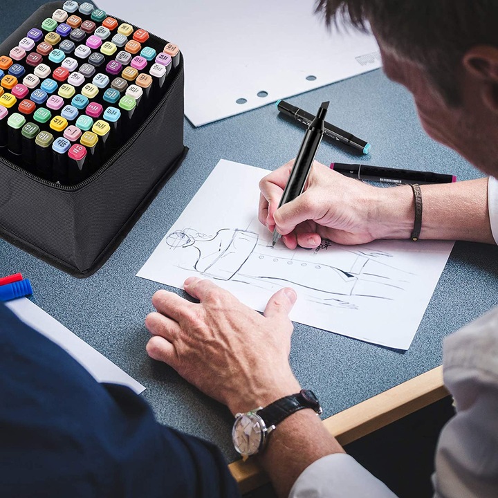 MARKERY ALKOHOLOWE DWUSTRONNE FLAMASTRY MAZAKI PISAKI 262 KOLORY DLA DZIECI