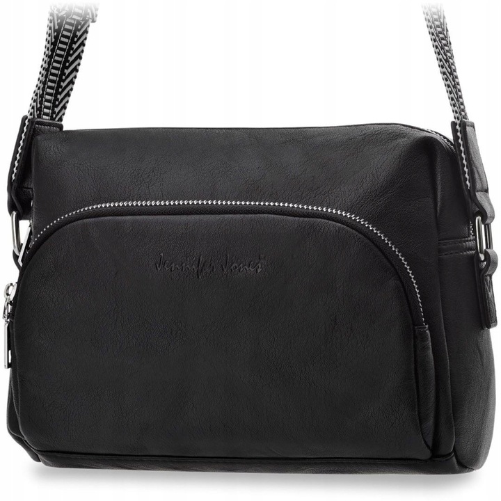 Torebka Damska Na Ramię Z Paskiem Crossbody Skóra Eko Czarna Solidna