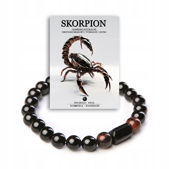 Bransoletka Arsil Męska - Kamienie Naturalne - Znak Zodiaku - Skorpion