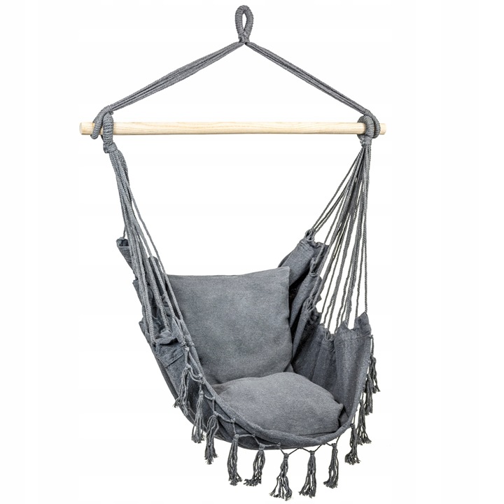KRZESŁO BRAZYLIJSKIE FOTEL WISZĄCY HAMAK HUŚTAWKA NA BALKON BOHO +PODUSZKI