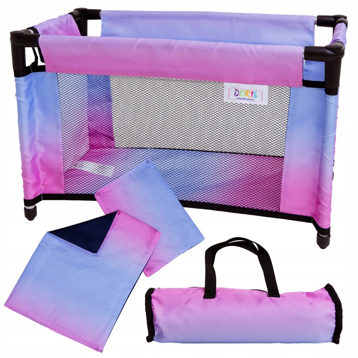 Wózek dla lalek 3w1 ŁÓŻECZKO KRZESEŁKO POŚCIEL TORBA PRZEWIJAK ZESTAW XXL