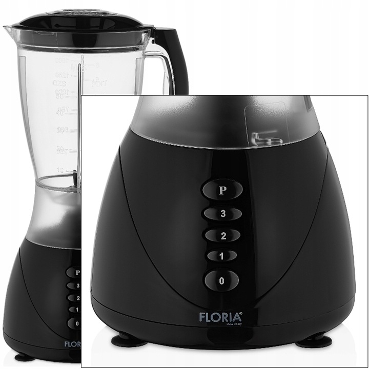 BLENDER KIELICHOWY MIKSER CZARNY BPA FREE 3 BIEGI + PULSE 300W