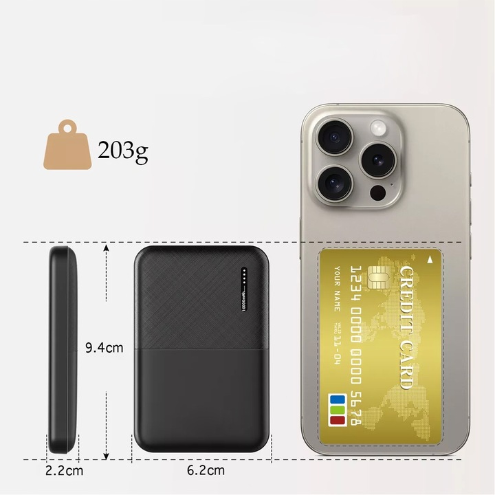 MINI POWERBANK PRZENOŚNA ŁADOWARKA 10000 mAh 2×USB/Micro USB/USB-C POWER