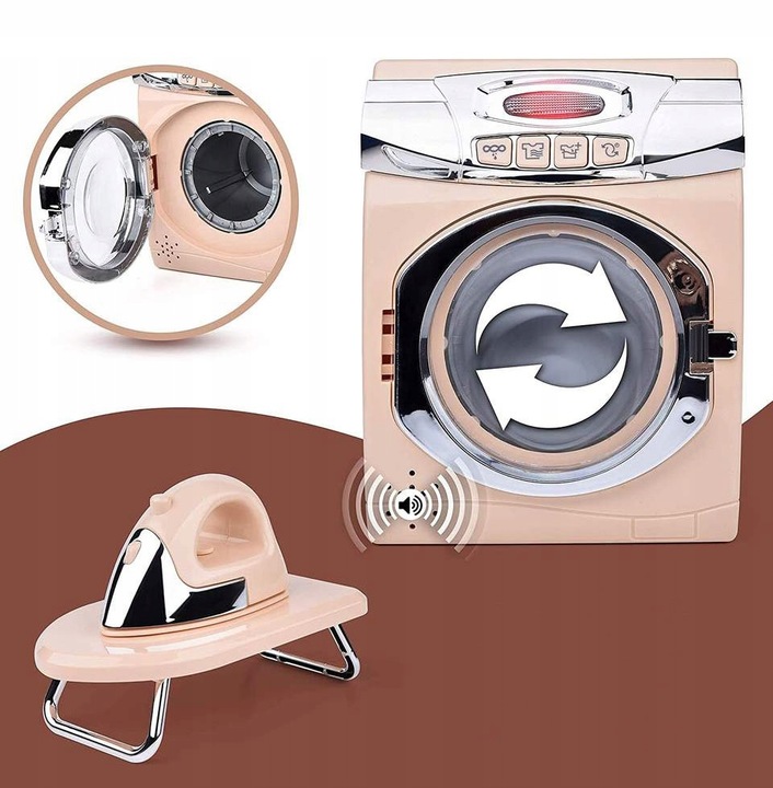 PRALKA AUTOMAT DLA DZIECI OBROTOWY BĘBEN OTWIERANE DRZWI ŻELAZKO DESKA AGD