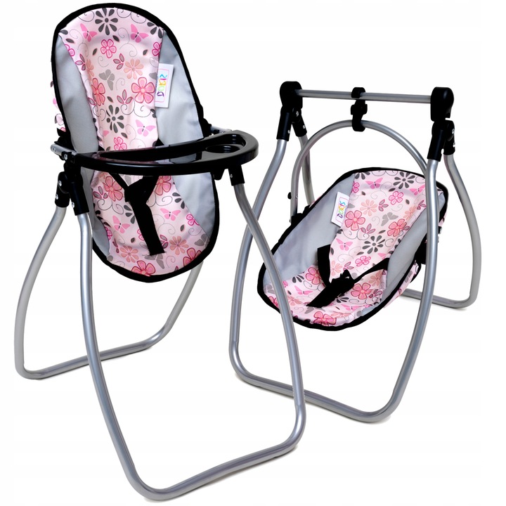 ZESTAW dla lalek ŁÓŻECZKO + KRZESEŁKO DO KARMIENIA + HUŚTAWKA dla lalki