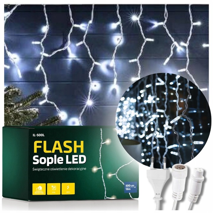 DŁUGIE LAMPKI 500 LED SOPLE ŚWIATEŁKA ŚWIĄTECZNE ZEWNĘTRZNE Z EFEKTEM FLASH