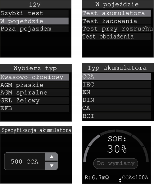 Profesjonalny Tester akumulatorów Vscan BT300 PL