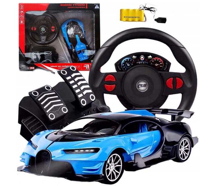 Samochód ZDALNIE STEROWANY RC AUTO KIEROWNICA PEDAŁY Niebieski