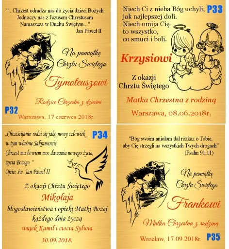 Łańcuszek Złoty 333 Krzyżyk Chrzest Komunia Grawer