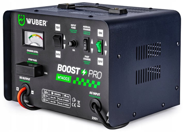 PROSTOWNIK AKUMULATOROWY 29A SAMOCHODOWY 12-400AH DO ŁADOWANIA 12V24V WUBER