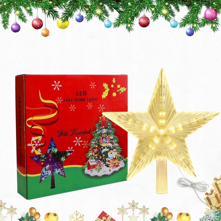 Czubek Na Choinkę Z 31 LED Czubek W Kształcie Gwiazdy, Lampki Choinkowe