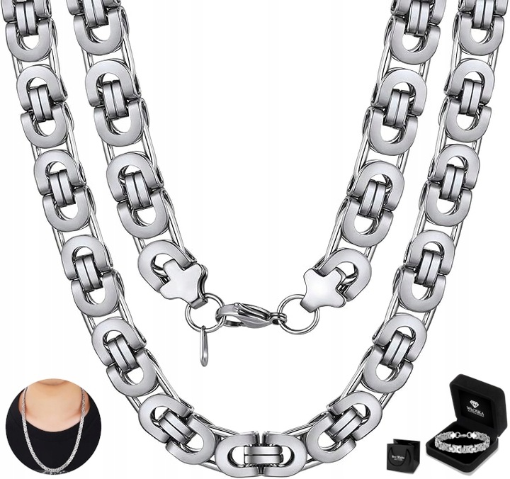 Męski ŁAŃCUSZEK SREBRNY Splot Królewski WYTRZYMAŁY Łańcuch PREZENT + GRATIS