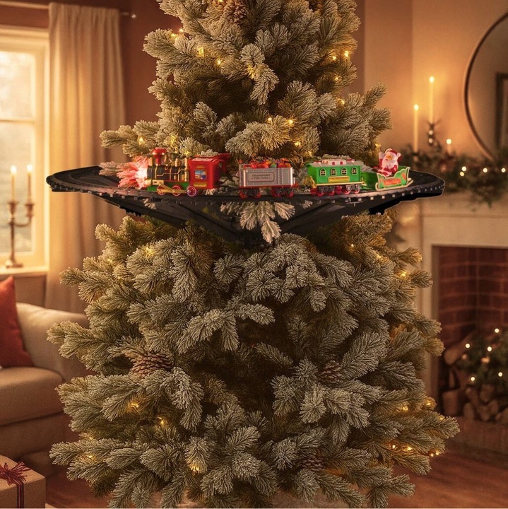 OZDOBNA CHOINKOWA DEKORACJA JEŻDŻĄCY POJAZD 23 ELEMENTY ŚREDNICA 87 CM