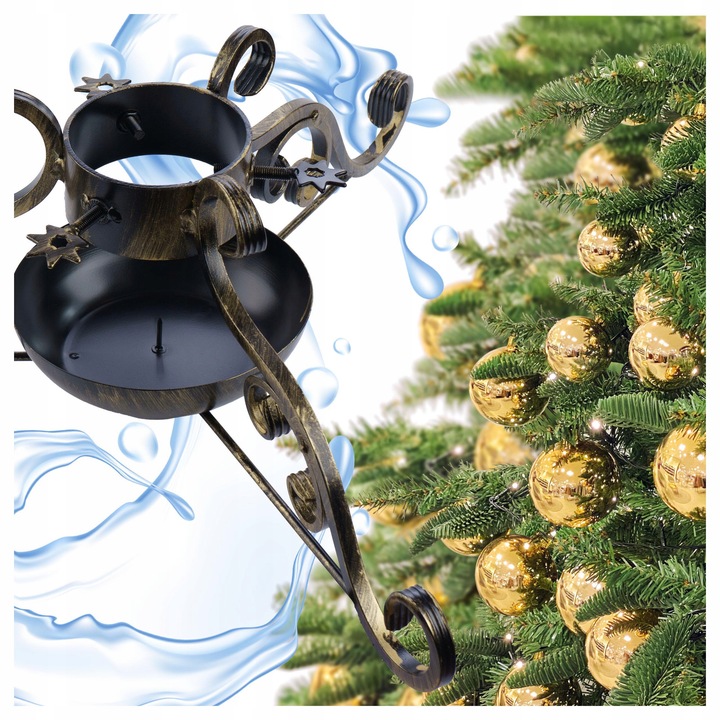 MASYWNY STALOWY KUTY STOJAK CHOINKOWY POD CHOINKĘ Z POJEMNIKIEM NA WODĘ S10