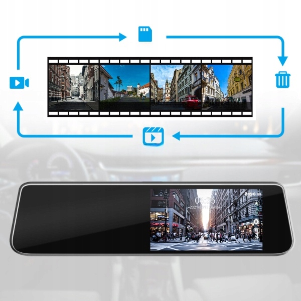 WIDEOREJESTRATOR DOTYKOWY KAMERA COFANIA LUSTERKO