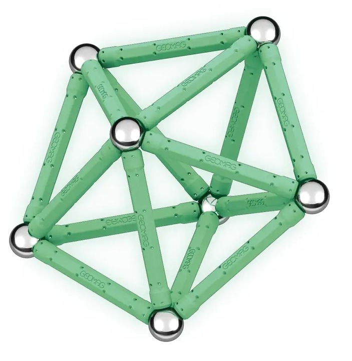 KLOCKI MAGNETYCZNE DLA DZIECI GEOMAG GLOW RECYCLED 60 ELEMENTÓW EDUKACYJNE