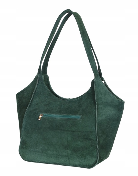 VERA PELLE Zamszowa TOREBKA duża SHOPPER BAG Praktyczne wnętrze Skóra Nat.