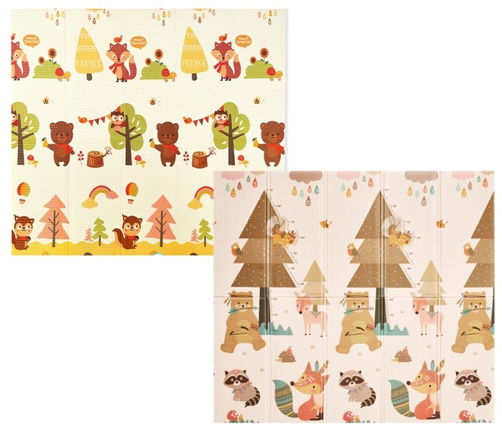 Mata Edukacyjna Piankowa Dwustronna Składana Mata dla Dzieci Duża 200x180cm