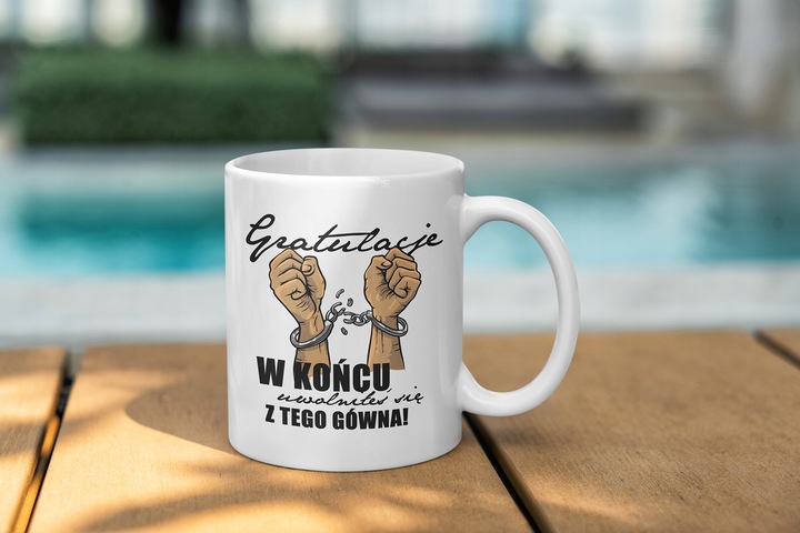 KUBEK ŚMIESZNY PREZENT NA POŻEGNANIE DLA KOLEGI Z PRACY BIURO KORPO WZORY