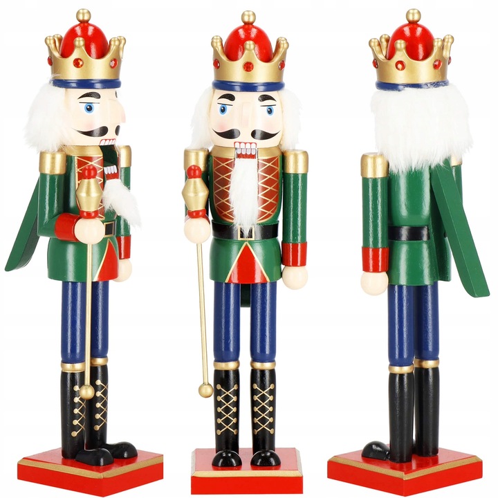 DZIADEK DO ORZECHÓW DREWNIANY ozdoba świąteczna XXL figurka PREMIUM 38 cm