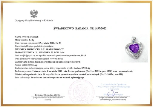 Mennica Świdnicka - Serca Srebrny Komplet Prezent Urodziny Srebro 925