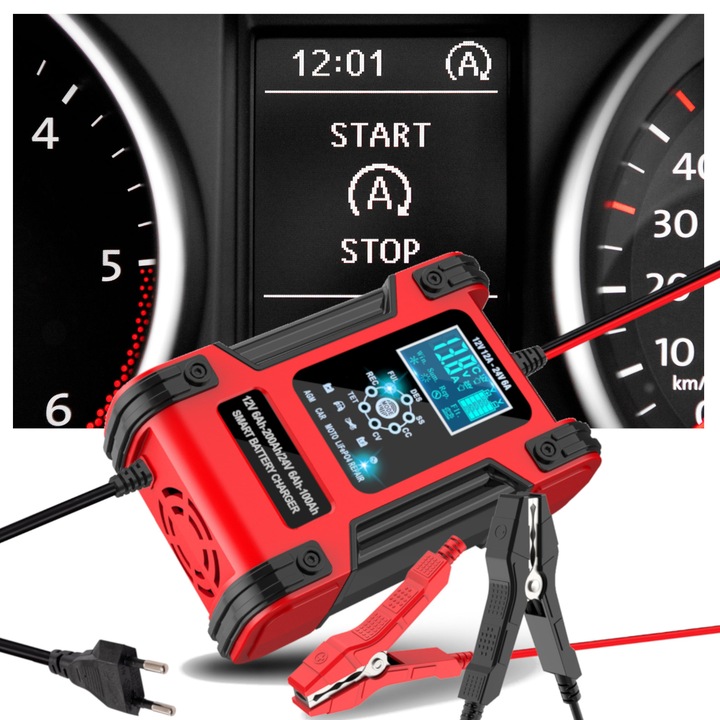 Prostownik SAMOCHODOWY AUTOMATYCZNY Z FUNKCJĄ NAPRAWY AKUMULATORÓW 12V 24V