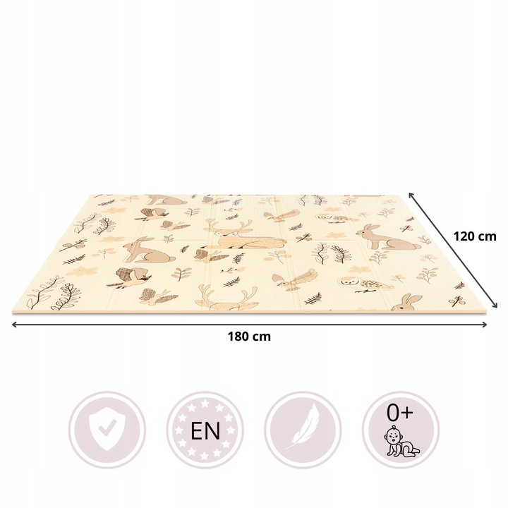 MamaBrum dwustronna składana mata piankowa dywan 120x180x1 Boho/Beż R17