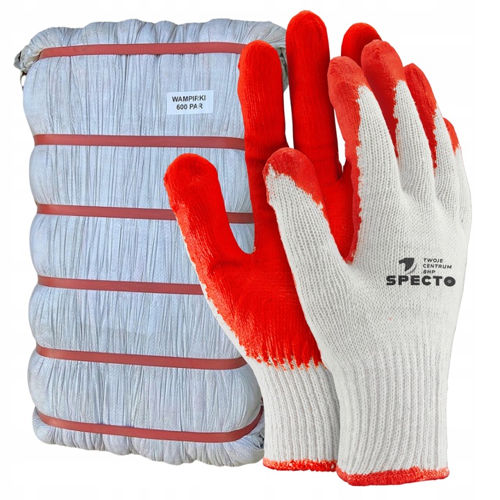 WAMPIRKI Rękawice robocze rękawiczki ogrodowe Powlekane Lateksem 600 par