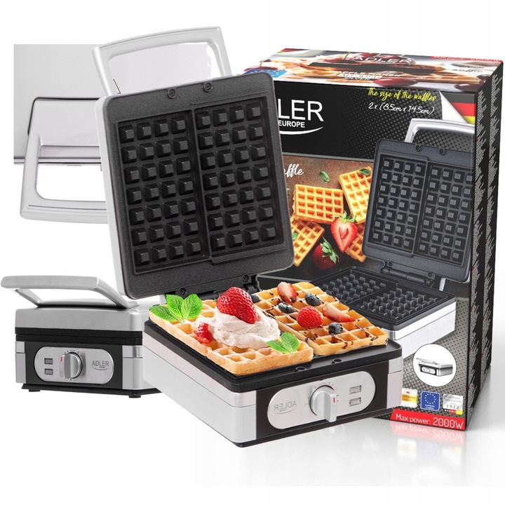 GOFROWNICA 2000W DUŻE CHRUPIĄCE GOFRY POLSKA MARKA ADLER