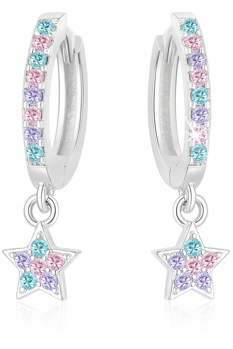 Kolczyki srebrne dla dziewczynki wiszące gwiazdki na swieta srebro 925